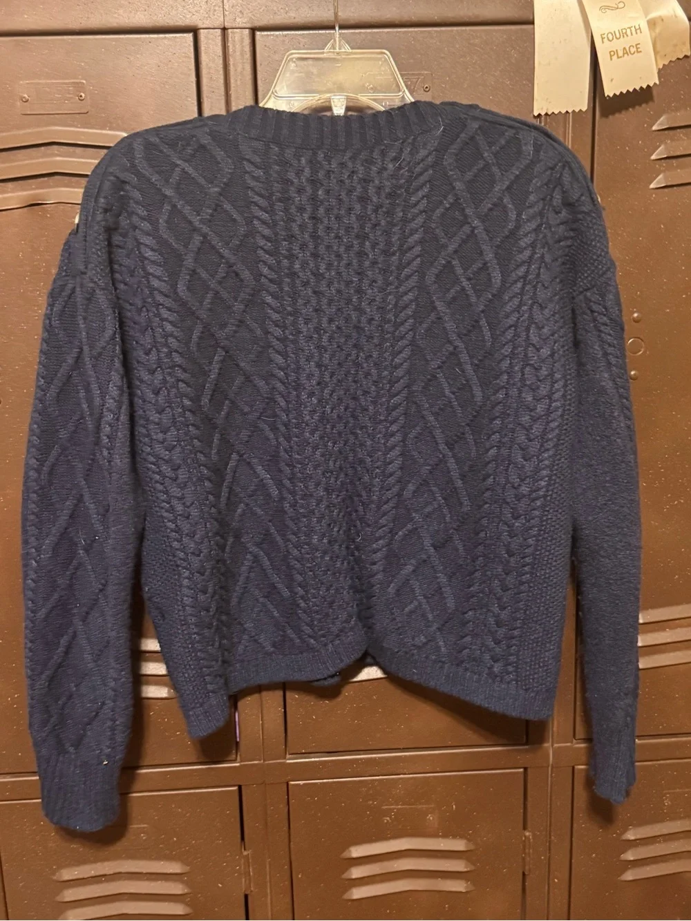 J. Crew Navy Cable-Knit Button-Shoulder Sweater